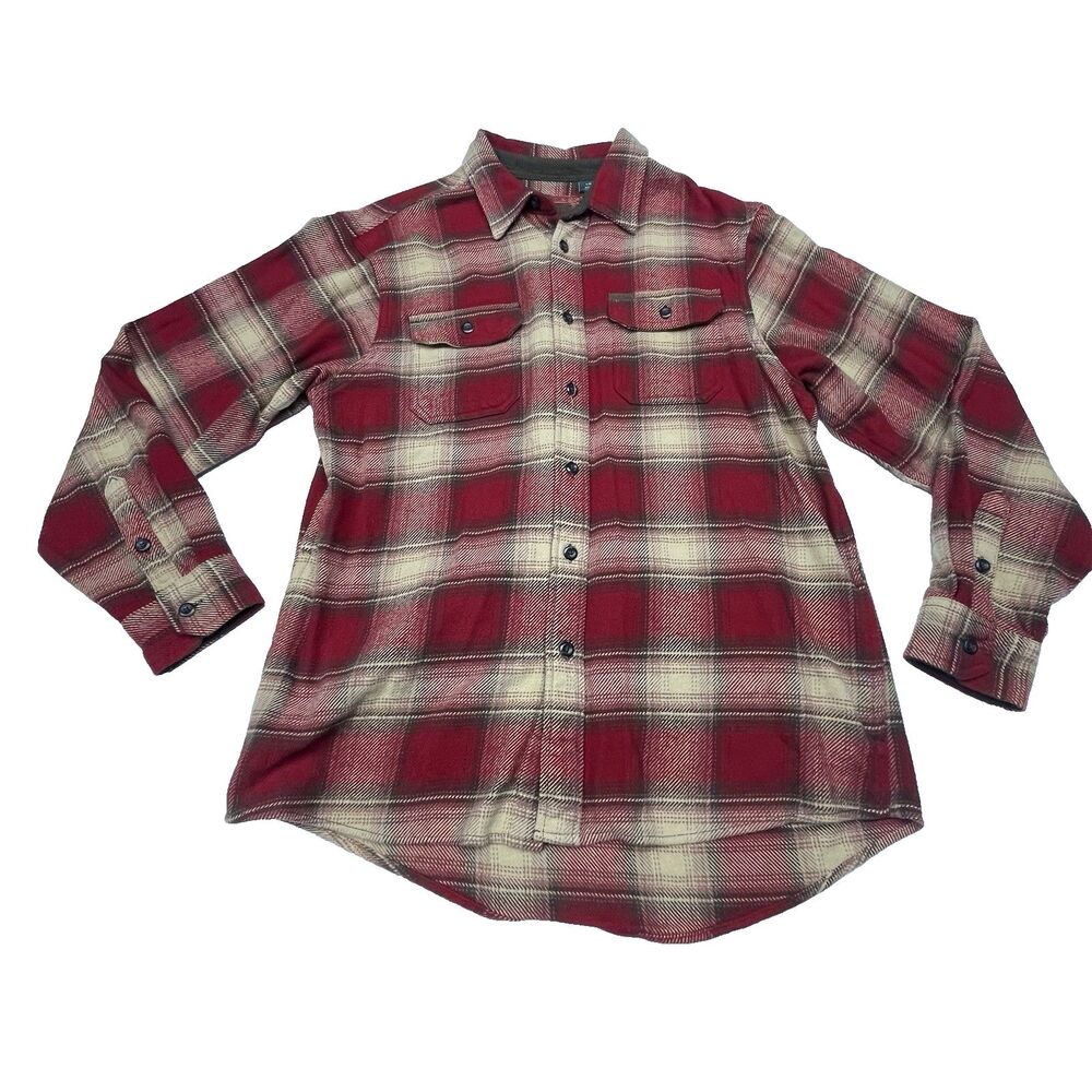 Orvis Shacket Jacket Plaid Heavy Weight Red Ivory Men's Size Large